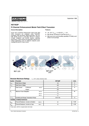 NDT452 datasheet - P-Channel Enhancement Mode Field Effect Transistor