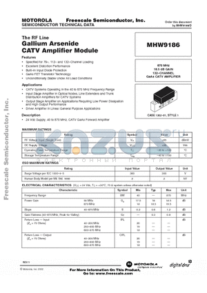 MHW9186 datasheet - GALLIUM ARSENIDE CATV AMPLIFIER MODULE