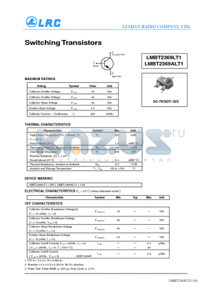 LMBT2369ALT1 datasheet - Switching Transistors