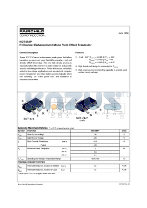 NDT454P datasheet - P-Channel Enhancement Mode Field Effect Transistor