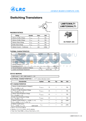 LMBT2369LT1 datasheet - Switching Transistors