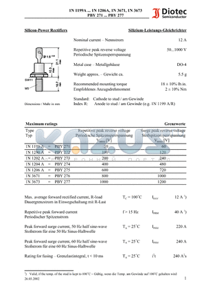 PBY277 datasheet - Silicon-Power Rectifiers