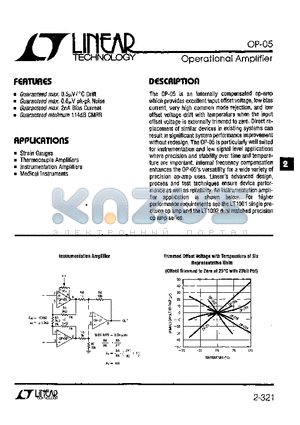 OP-05EH datasheet - Operational Amplifier