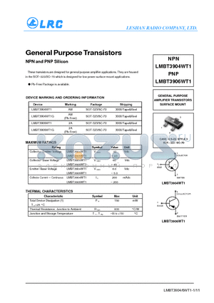 LMBT3904WT1G datasheet - General Purpose Transistors