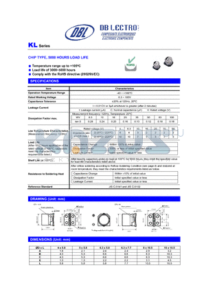 KL1H010MS datasheet - CHIP TYPE, 5000 HOURS LOAD LIFE