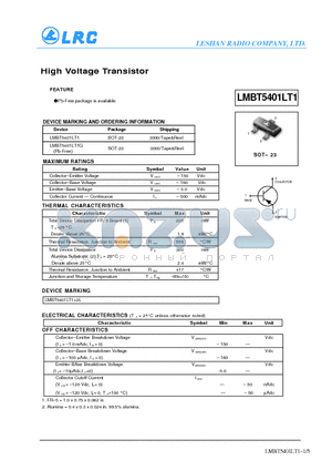 LMBT5401LT1 datasheet - High Voltage Transistor