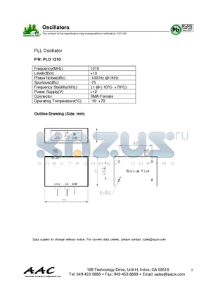 PLO1210 datasheet - PLL Oscillator