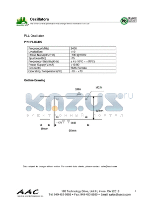 PLO3400 datasheet - PLL Oscillator