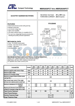 MBR20200FCT datasheet - SCHOTTKY BARRIER RECTIFIERS