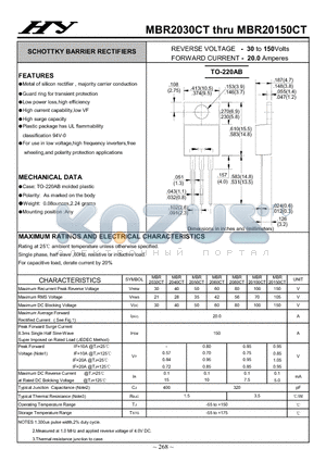 MBR2030CT datasheet - SCHOTTKY BARRIER RECTIFIERS