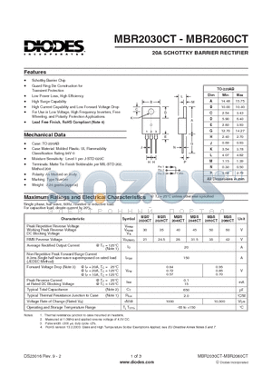 MBR2030CT_1 datasheet - 20A SCHOTTKY BARRIER RECTIFIER