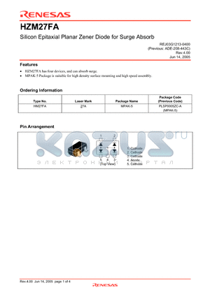 HZM27FA datasheet - Silicon Epitaxial Planar Zener Diode for Surge Absorb