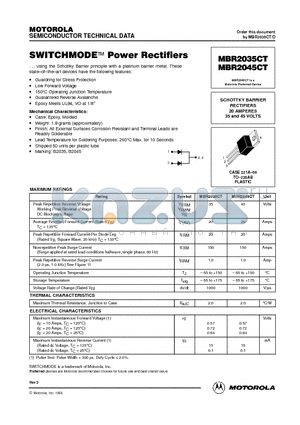 MBR2035CT datasheet - SWITCHMODE  Power Rectifiers