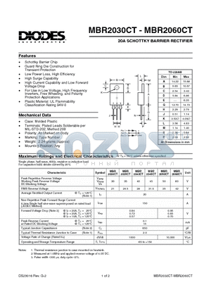 MBR2035CT datasheet - 20A SCHOTTKY BARRIER RECTIFIER