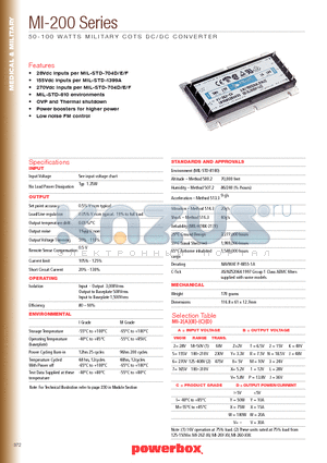 MI-22J-IY datasheet - 50-100 WATTS MILITARY COTS DC/DC CONVERTER