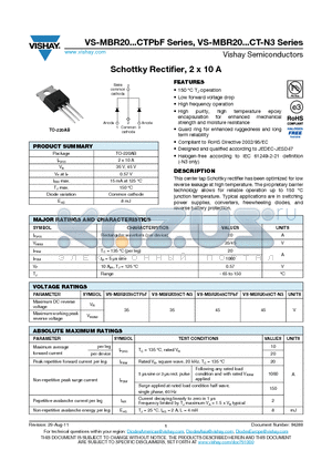 MBR2035CTPBF_12 datasheet - Schottky Rectifier, 2 x 10 A