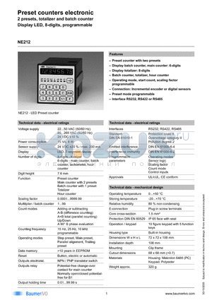NE212.111AXA2 datasheet - Preset counters electronic