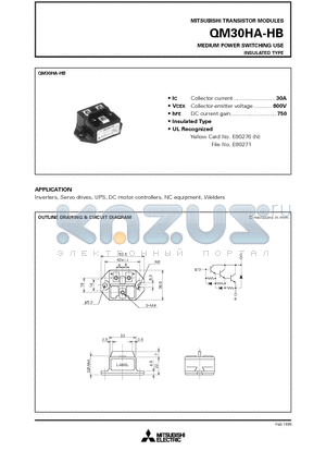 QM30HA-HB datasheet - MEDIUM POWER SWITCHING USE INSULATED TYPE