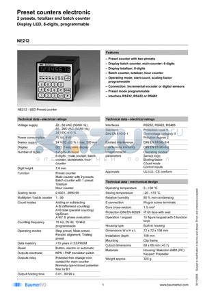 NE212.343AXA2 datasheet - Preset counters electronic