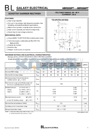 MBR2040PT datasheet - SCHOTTKY BARRIER RECTIFIER