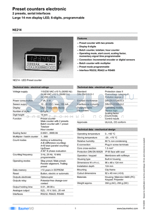 NE214.021AX01 datasheet - Preset counters electronic