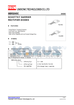 MBR2045CL-TF3-T datasheet - SCHOTTKY BARRIER RECTIFIER DIODES