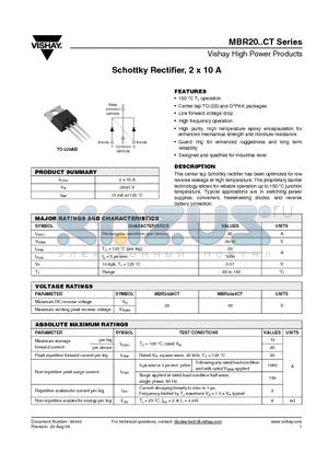 MBR2045CT datasheet - Schottky Rectifier, 2 x 10 A