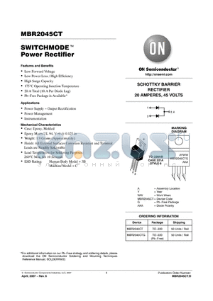 MBR2045CT datasheet - SWITCHMODE Power Rectifier