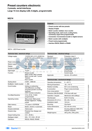 NE214.303AX01 datasheet - Preset counters electronic