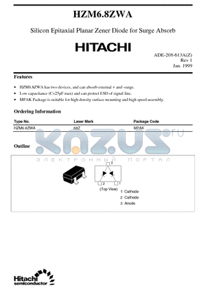 HZM68ZWA datasheet - Silicon Epitaxial Planar Zener Diode for Surge Absorb