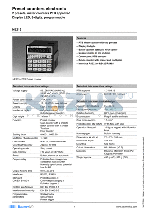 NE215.011AX06 datasheet - Preset counters electronic