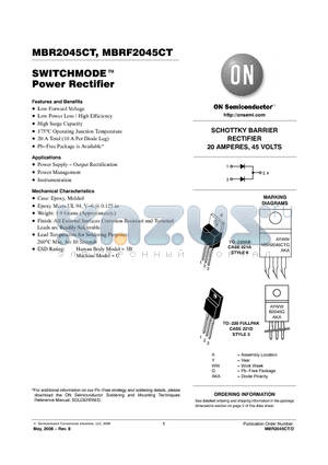 MBR2045CT_08 datasheet - SWITCHMODE Power Rectifier