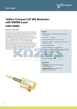 LMC10ZEG3347-J57 datasheet - 10Gb/s Compact InP MZ Modulator with DWDM Laser