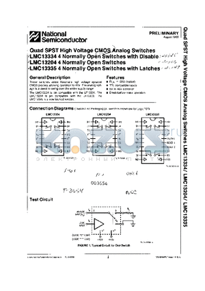 LMC13334 datasheet - Quad SPST High Voltage CMOS Analog Switches