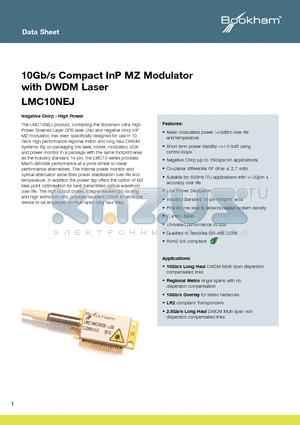 LMC10NEJ3347-J57 datasheet - 10Gb/s Compact InP MZ Modulator with DWDM Laser