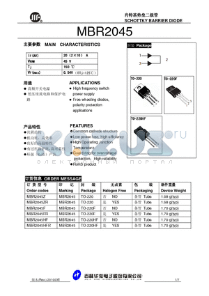 MBR2045ZR datasheet - SCHOTTKY BARRIER DIODE