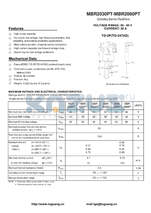 MBR2045PT datasheet - Schottky Barrier Rectifiers