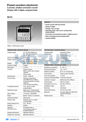 NE216.012AX01 datasheet - Preset counters electronic