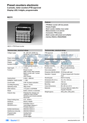 NE215.213AX07 datasheet - Preset counters electronic