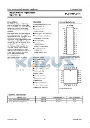 PLS101A datasheet - Programmable logic arrays 16  48  8