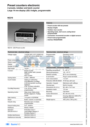 NE218.111AX01 datasheet - Preset counters electronic