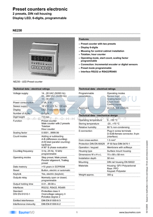 NE230.112AX01 datasheet - Preset counters electronic