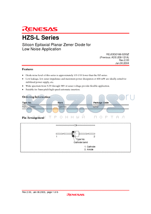 HZS12L1 datasheet - Silicon Epitaxial Planar Zener Diode for Low Noise Application