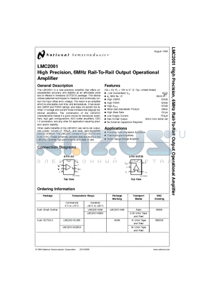 LMC2001ACM5 datasheet - High Precision, 6MHz Rail-To-Rail Output Operational Amplifier