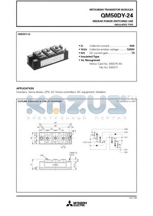 QM50DY-24 datasheet - MEDIUM POWER SWITCHING USE INSULATED TYPE