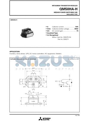 QM50HA-H datasheet - MEDIUM POWER SWITCHING USE INSULATED TYPE