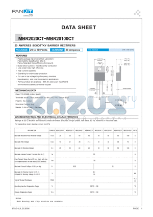 MBR2080CT datasheet - 20 AMPERES SCHOTTKY BARRIER RECTIFIERS