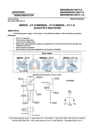 MBR2080CT-1-G datasheet - SCHOTTKY RECTIFIER