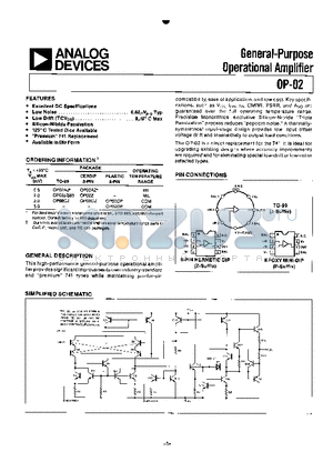 OP02A datasheet - General - Purpose Operational Amplifier