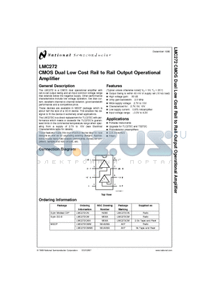 LMC272 datasheet - CMOS Dual Low Cost Rail to Rail Output Operational Amplifier